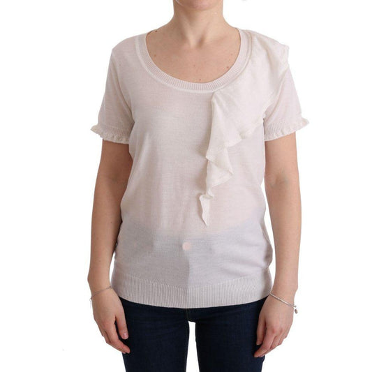 MARGHI LO' Elegant White Lana Wool Top white-100-lana-wool-top-blouse-t-shirt 447350-white-100-lana-wool-top-blouse-t-shirt.jpg