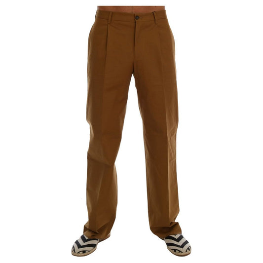 Dolce & Gabbana Elegant Brown Formal Trousers for Men brown-stretch-cotton-pants