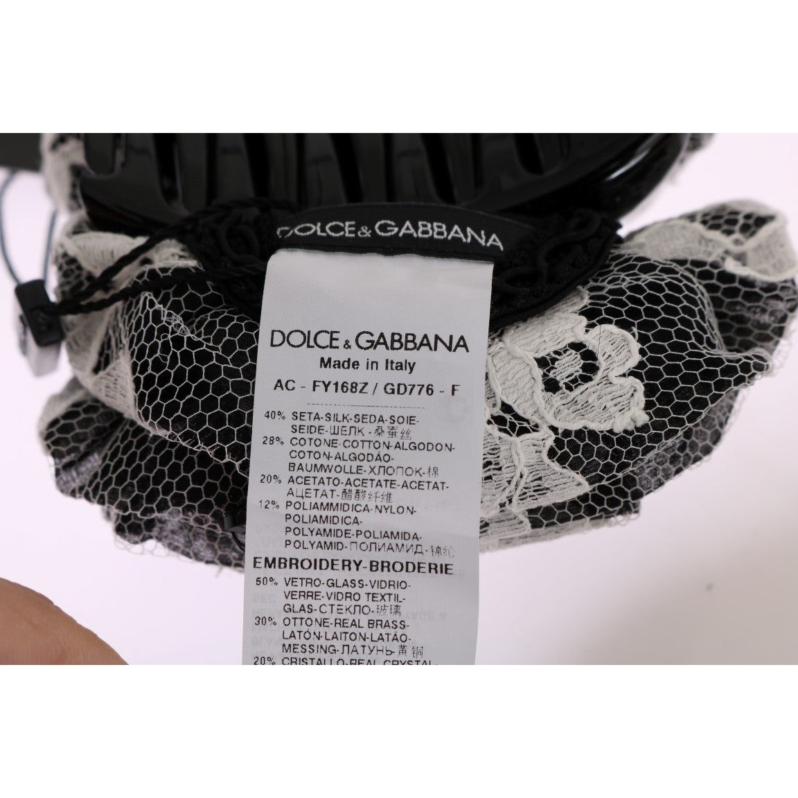 Dolce & Gabbana Elegant Black & White Floral Lace Crystal Hair Claw black-white-floral-lace-crystal-hair-claw-1 448704-black-white-floral-lace-crystal-hair-claw-3-5.jpg