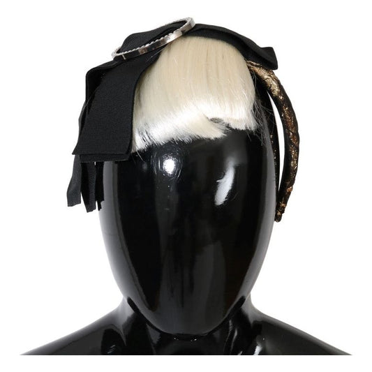 Dolce & Gabbana Elegant Crystal Diadem Headband Tiara black-crystal-white-diadem-headband