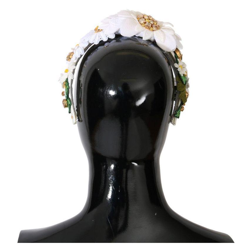 Dolce & Gabbana Sunflower Crystal Embellished Headband yellow-white-sunflower-crystal-headband