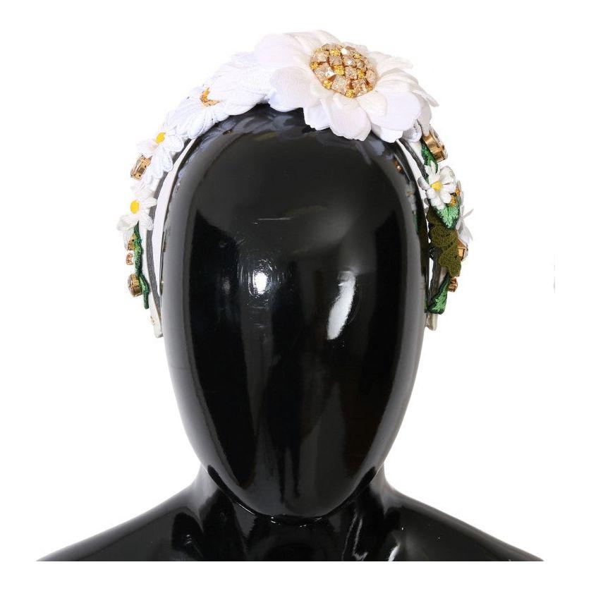Dolce & Gabbana Sunflower Crystal Embellished Headband yellow-white-sunflower-crystal-headband