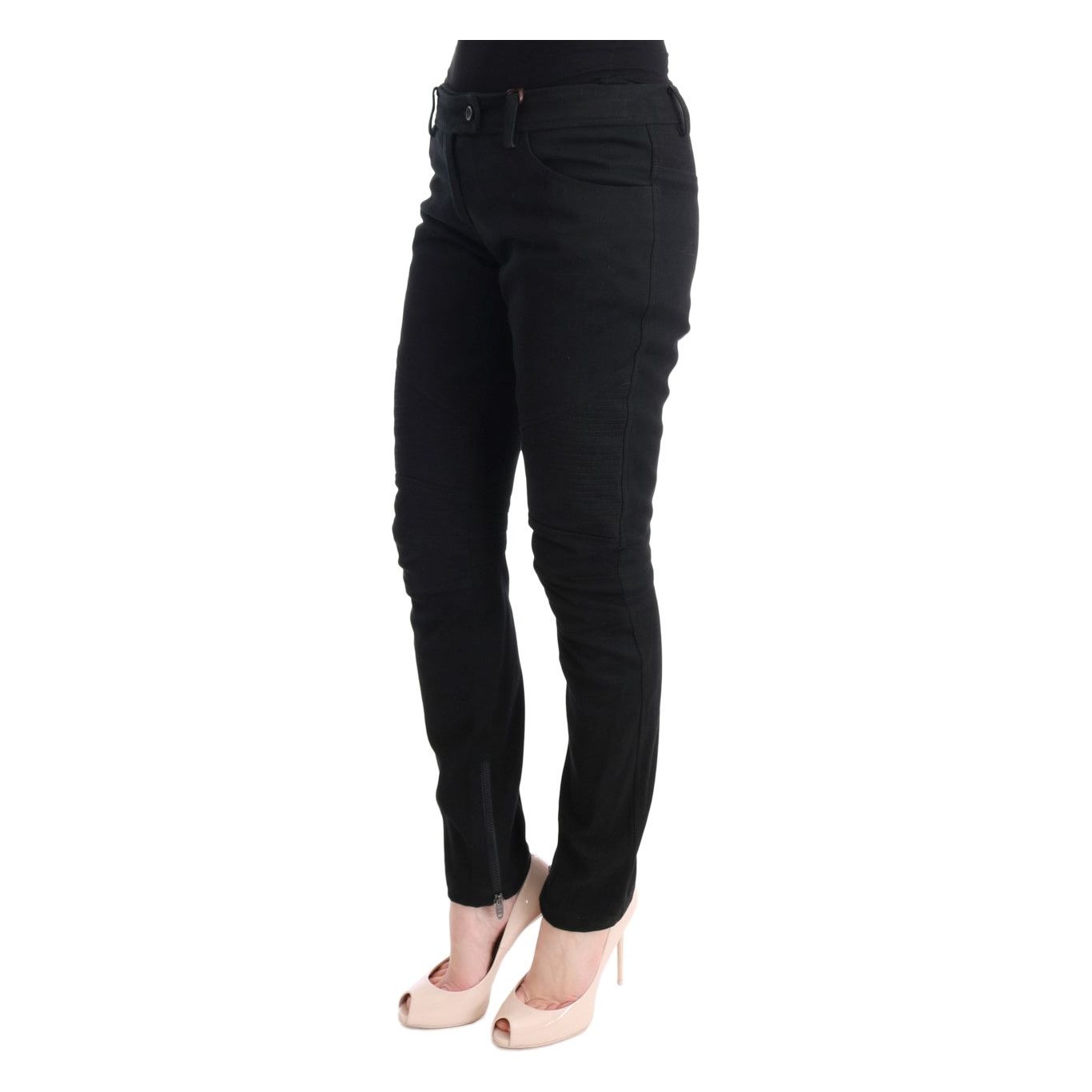 Ermanno Scervino Chic Black Slim Fit Trousers black-cotton-slim-fit-casual-pants Jeans & Pants 449168-black-cotton-slim-fit-casual-pants-1.jpg
