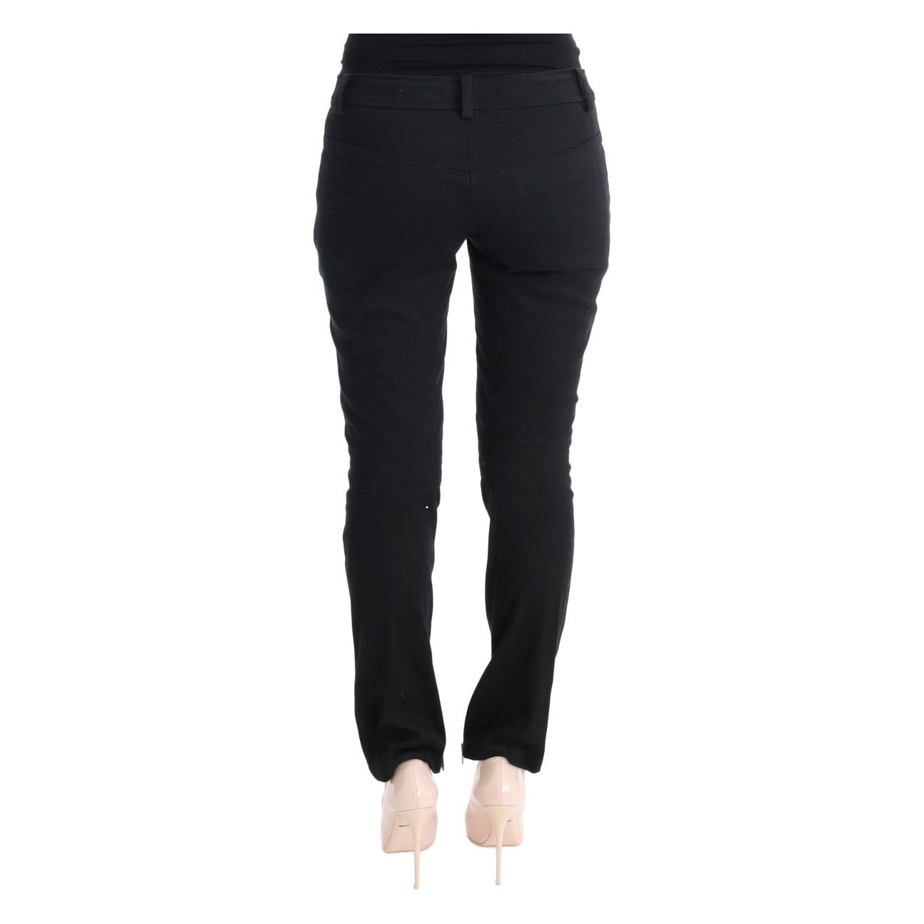 Ermanno Scervino Chic Black Slim Fit Trousers black-cotton-slim-fit-casual-pants Jeans & Pants 449168-black-cotton-slim-fit-casual-pants-2.jpg