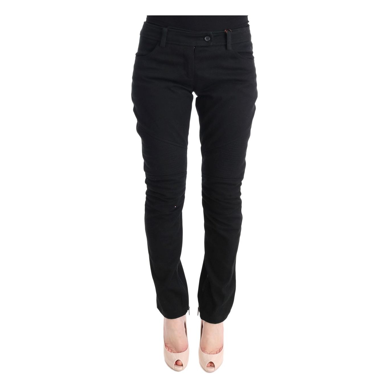 Ermanno Scervino Chic Black Slim Fit Trousers black-cotton-slim-fit-casual-pants Jeans & Pants 449168-black-cotton-slim-fit-casual-pants.jpg