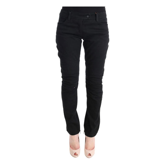 Ermanno Scervino Chic Black Slim Fit Trousers Jeans & Pants black-cotton-slim-fit-casual-pants