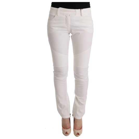 Ermanno Scervino Chic White Slim Fit Cotton Pants white-cotton-slim-fit-casual-pants 449180-white-cotton-slim-fit-casual-pants.jpg