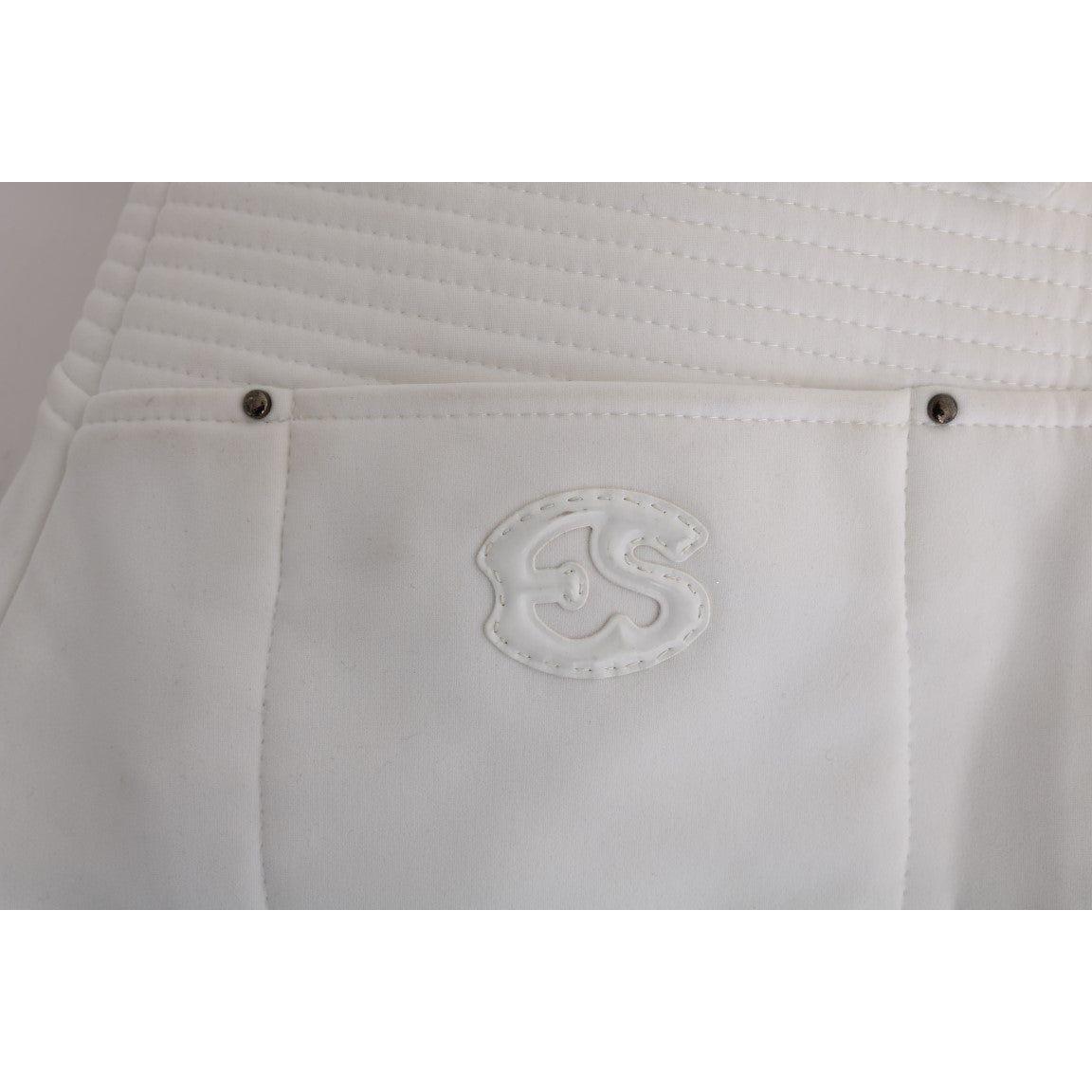 Ermanno Scervino Chic White Slim Fit Cotton Pants white-cotton-slim-fit-casual-pants-1 449212-white-cotton-slim-fit-casual-pants-2-7.jpg