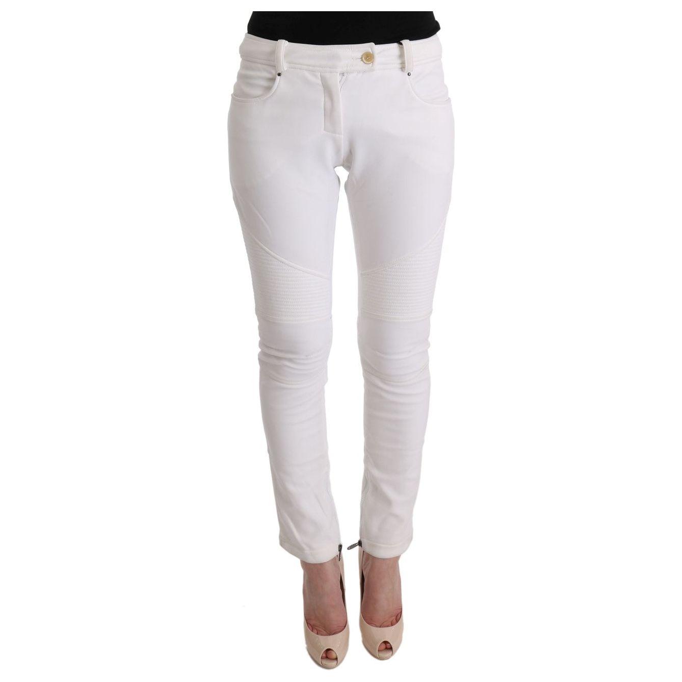 Ermanno Scervino Chic White Slim Fit Cotton Pants white-cotton-slim-fit-casual-pants-1 449212-white-cotton-slim-fit-casual-pants-2.jpg