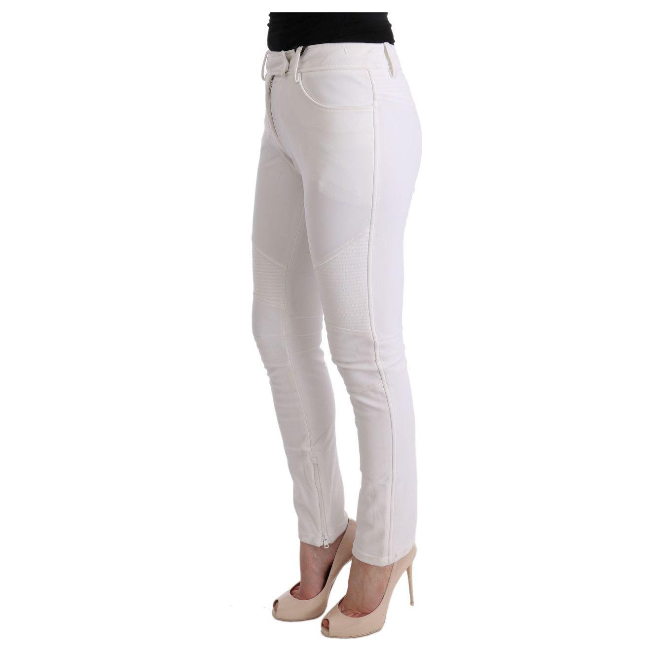Ermanno Scervino Chic White Slim Fit Cotton Trousers white-cotton-slim-fit-casual-pants-2 449222-white-cotton-slim-fit-casual-pants-3-1.jpg