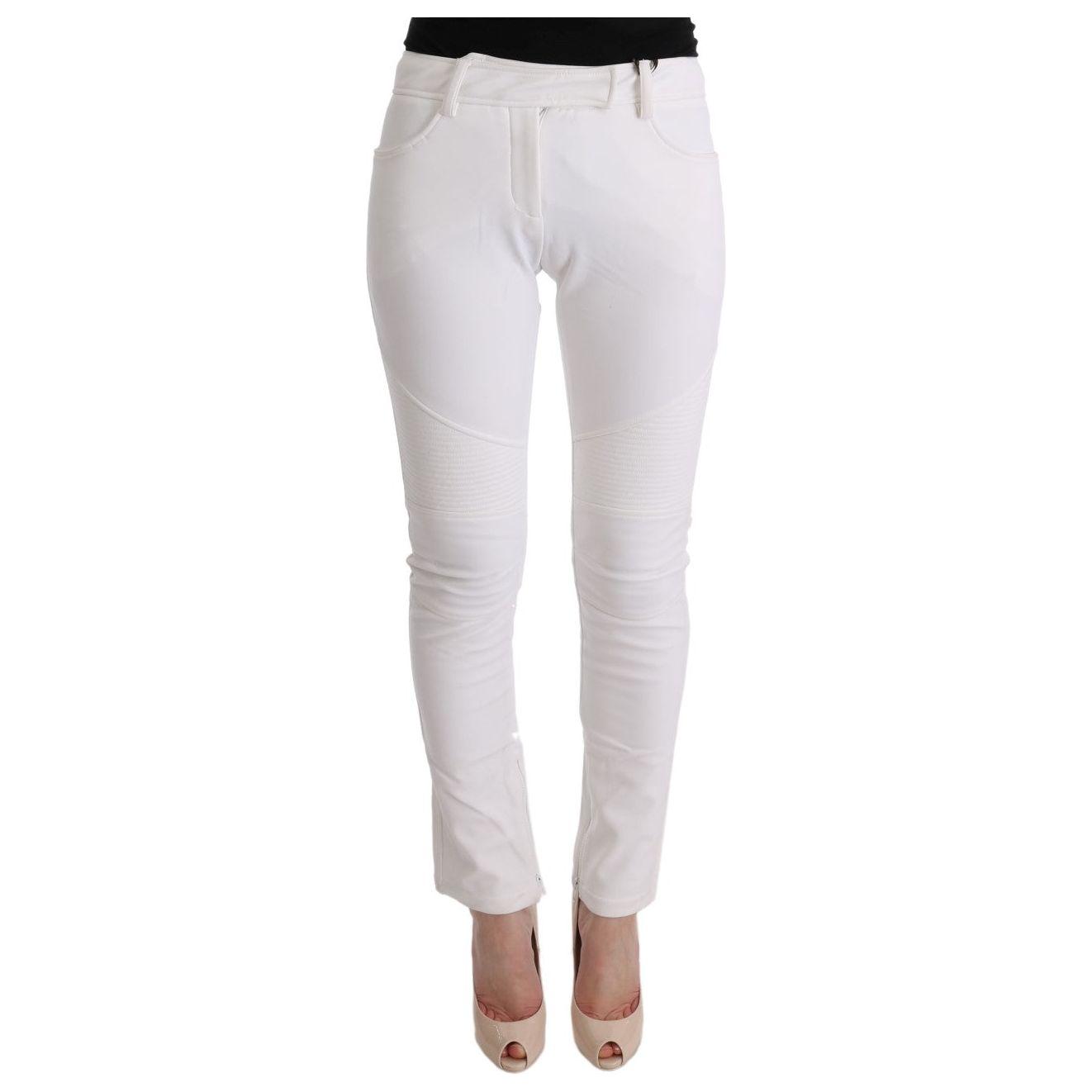 Ermanno Scervino Chic White Slim Fit Cotton Trousers white-cotton-slim-fit-casual-pants-2 449222-white-cotton-slim-fit-casual-pants-3.jpg