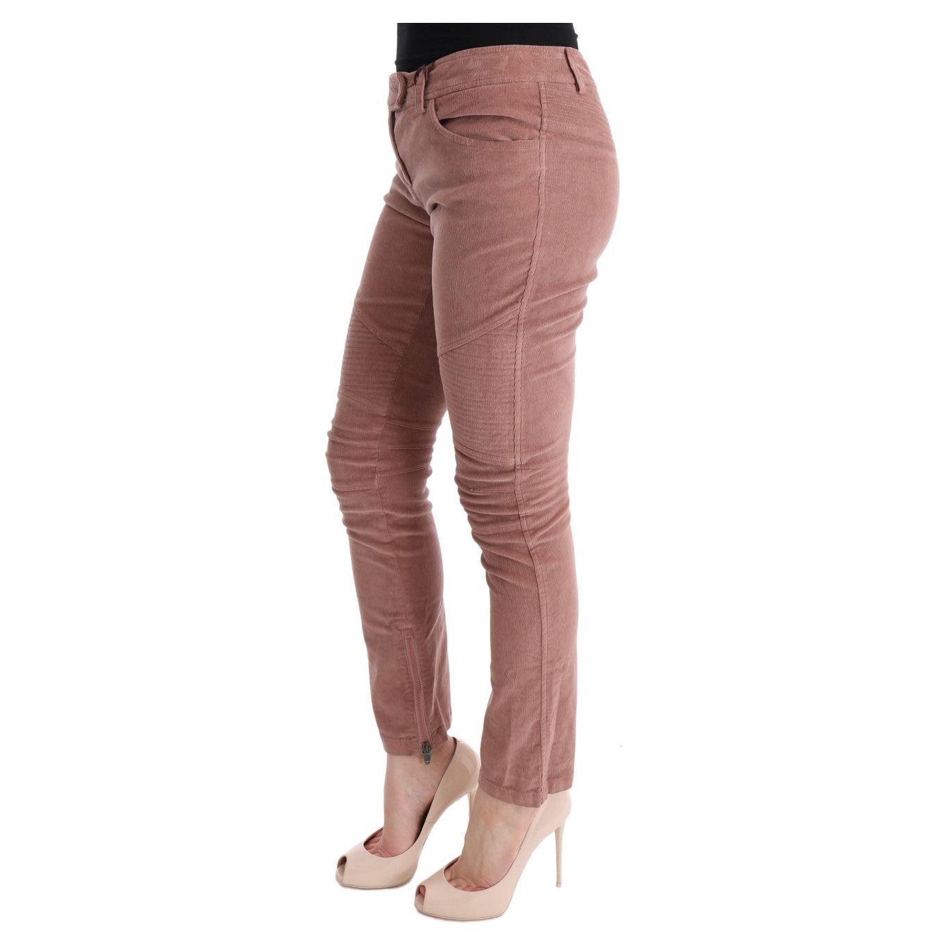 Ermanno Scervino Chic Brown Capri Cropped Pants for Elegant Evenings pink-velvet-cropped-casual-pants 449249-pink-velvet-cropped-casual-pants-1.jpg