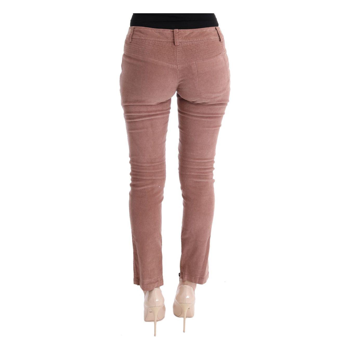 Ermanno Scervino Chic Brown Capri Cropped Pants for Elegant Evenings pink-velvet-cropped-casual-pants 449249-pink-velvet-cropped-casual-pants-2.jpg