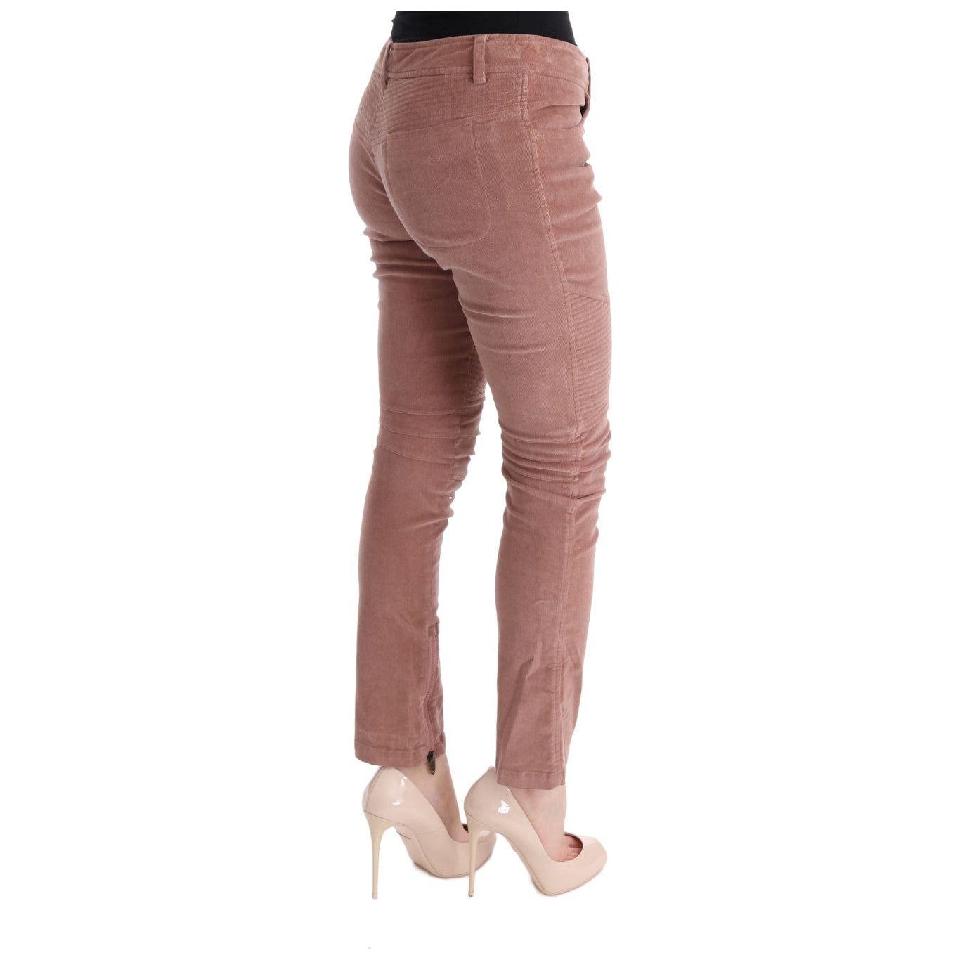 Ermanno Scervino Chic Brown Capri Cropped Pants for Elegant Evenings pink-velvet-cropped-casual-pants 449249-pink-velvet-cropped-casual-pants-3.jpg
