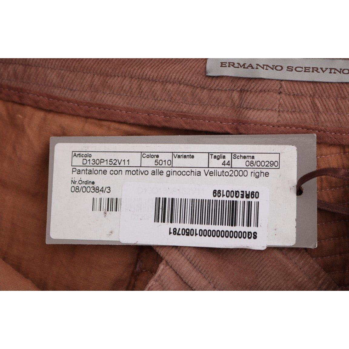 Ermanno Scervino Chic Brown Capri Cropped Pants for Elegant Evenings pink-velvet-cropped-casual-pants 449249-pink-velvet-cropped-casual-pants-5.jpg