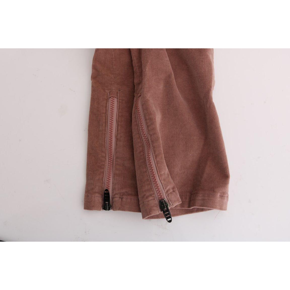 Ermanno Scervino Chic Brown Capri Cropped Pants for Elegant Evenings pink-velvet-cropped-casual-pants 449249-pink-velvet-cropped-casual-pants-7.jpg