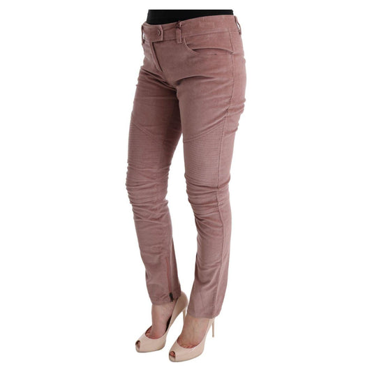 Ermanno Scervino Chic Pink Capri Cropped Trousers pink-velvet-cropped-casual-pants-1 449259-pink-velvet-cropped-casual-pants-2-1.jpg