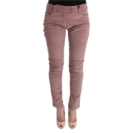 Ermanno Scervino Chic Pink Capri Cropped Trousers pink-velvet-cropped-casual-pants-1