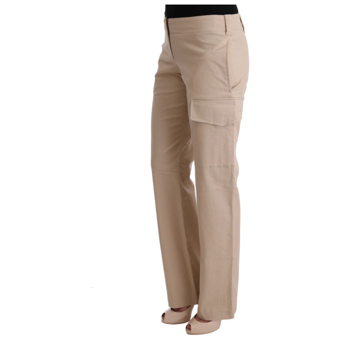 Ermanno Scervino Chic Beige Cropped Pants - Regular Fit Elegance beige-cotton-wool-regular-fit-pants Jeans & Pants 449402-beige-cotton-wool-regular-fit-pants-1.jpg