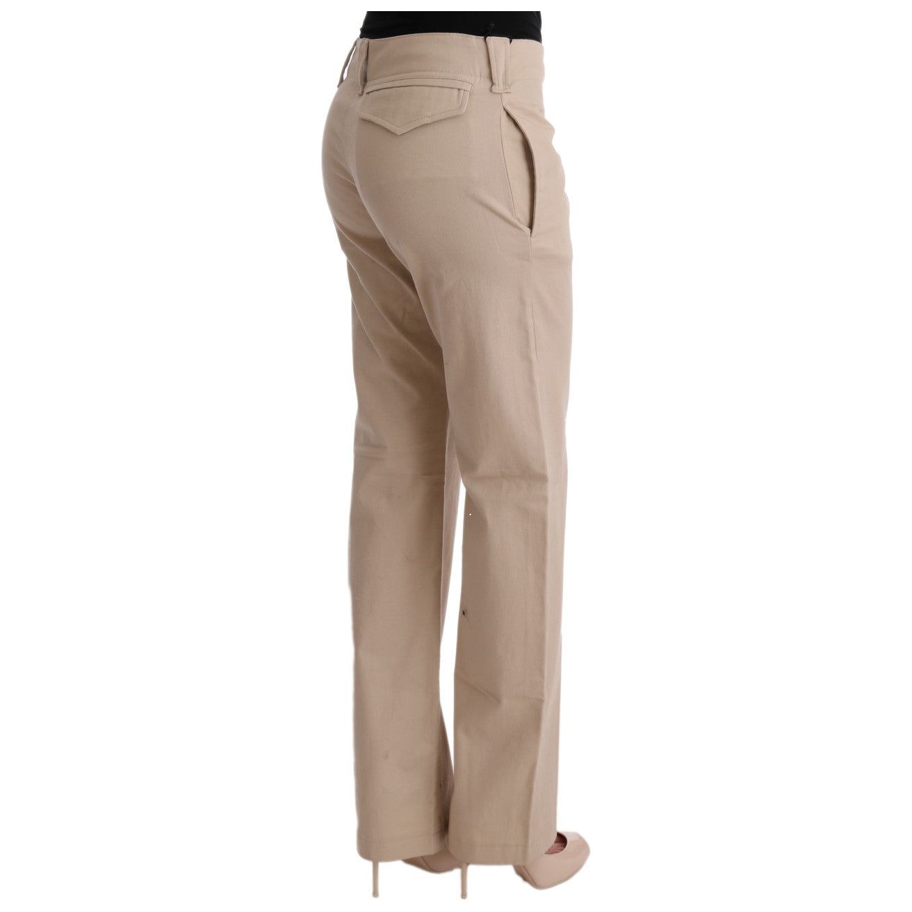 Ermanno Scervino Chic Beige Cropped Pants - Regular Fit Elegance beige-cotton-wool-regular-fit-pants Jeans & Pants 449402-beige-cotton-wool-regular-fit-pants-3.jpg