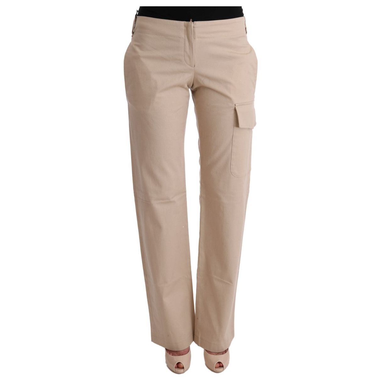 Ermanno Scervino Chic Beige Cropped Pants - Regular Fit Elegance beige-cotton-wool-regular-fit-pants Jeans & Pants 449402-beige-cotton-wool-regular-fit-pants.jpg