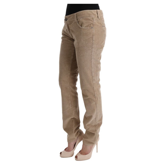 Ermanno Scervino Beige Regular Fit Luxe Trousers beige-cotton-velvet-regular-fit-pants Jeans & Pants 449419-beige-cotton-velvet-regular-fit-pants-2-1.jpg