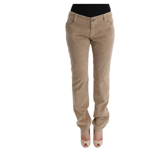 Ermanno Scervino Beige Regular Fit Luxe Trousers beige-cotton-velvet-regular-fit-pants Jeans & Pants 449419-beige-cotton-velvet-regular-fit-pants-2.jpg