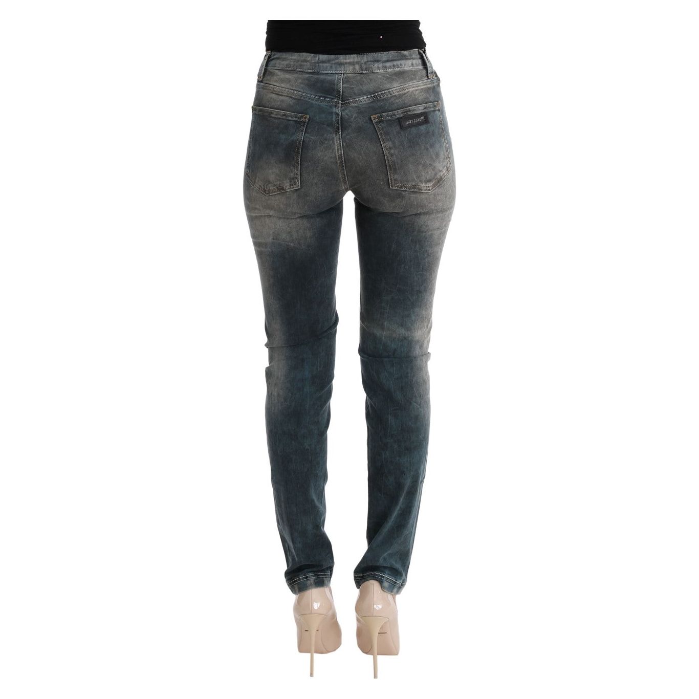 Cavalli Chic Blue Wash Slim Fit Jeans blue-wash-cotton-blend-slim-fit-jeans-4