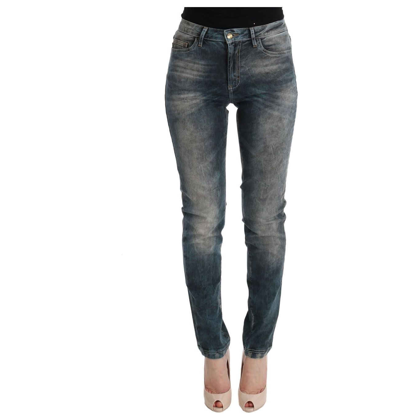 Cavalli Chic Blue Wash Slim Fit Jeans blue-wash-cotton-blend-slim-fit-jeans-4
