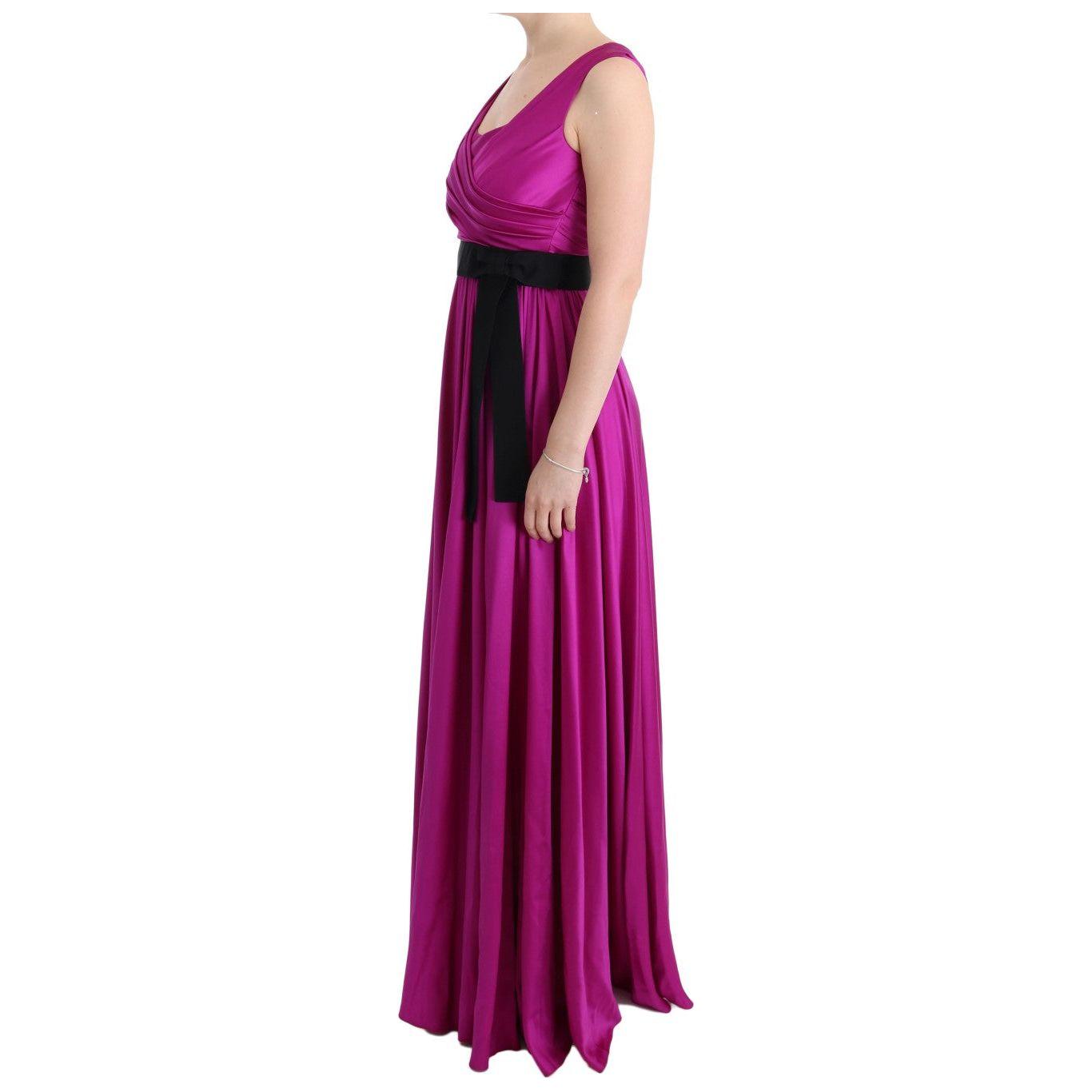 Dolce & Gabbana Elegant Pink Silk Gown Dress pink-silk-stretch-shift-long-dress 450535-pink-silk-stretch-shift-long-dress-1.jpg