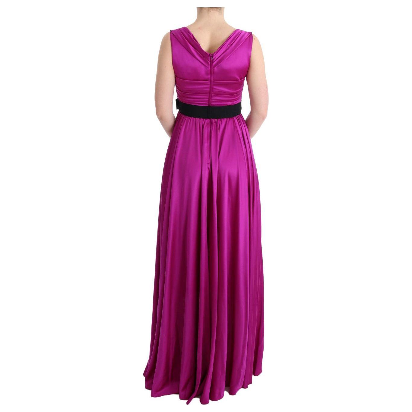 Dolce & Gabbana Elegant Pink Silk Gown Dress pink-silk-stretch-shift-long-dress 450535-pink-silk-stretch-shift-long-dress-2.jpg