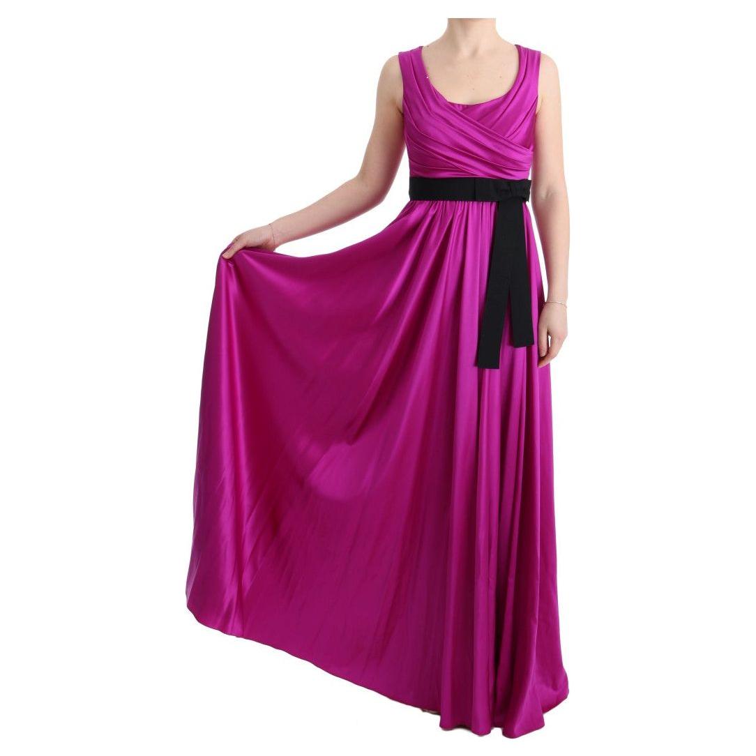 Dolce & Gabbana Elegant Pink Silk Gown Dress pink-silk-stretch-shift-long-dress 450535-pink-silk-stretch-shift-long-dress-5.jpg