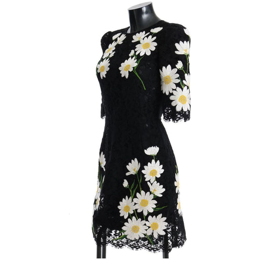 Dolce & Gabbana Black Floral Lace Chamomile Embroidered Dress black-floral-lace-chamomile-sicily-dress
