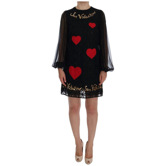 Dolce & Gabbana Black Lace Sequined Shift Dress black-san-valentino-sequined-shift-dress