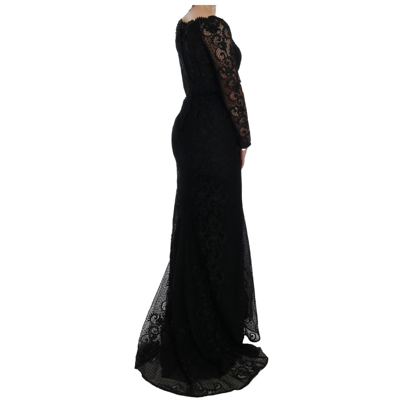 Dolce & Gabbana Elegant Full Length Black Sheath Maxi Dress black-floral-sheath-dress