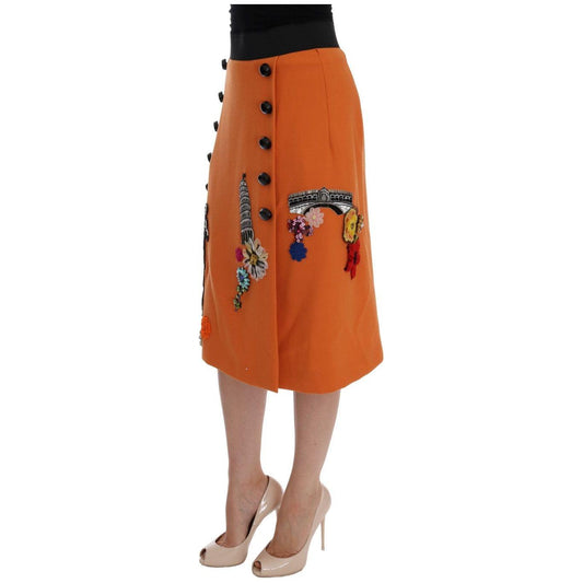 Dolce & GabbanaEmbellished Wool Skirt in Vivid OrangeMcRichard Designer Brands£1259.00