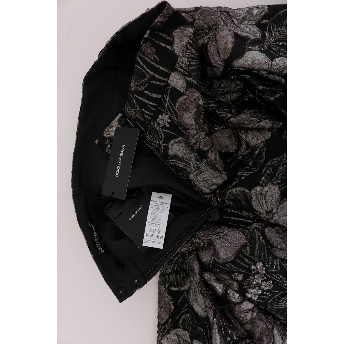 Dolce & Gabbana Elegant Black Silver-Floral Straight Skirt black-silver-brocade-floral-skirt