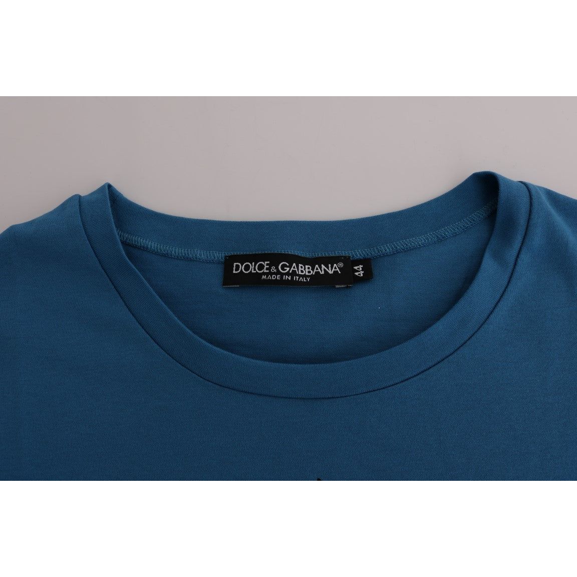 Dolce & Gabbana Chic Blue Cotton Tee with 2017 Print blue-cotton-2017-motive-t-shirt