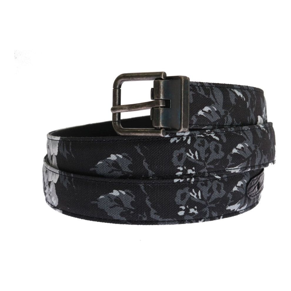 Dolce & Gabbana Elegant Floral Patterned Men's Luxury Belt Belt black-cayman-linen-leather-belt 456472-black-cayman-linen-leather-belt-1.jpg