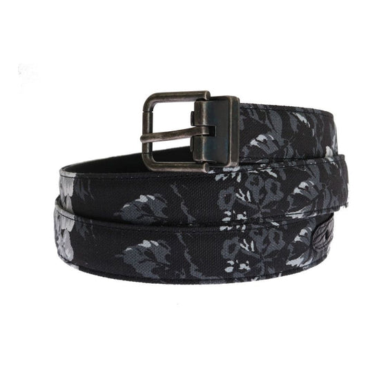Dolce & Gabbana Elegant Floral Patterned Men's Luxury Belt Belt black-cayman-linen-leather-belt