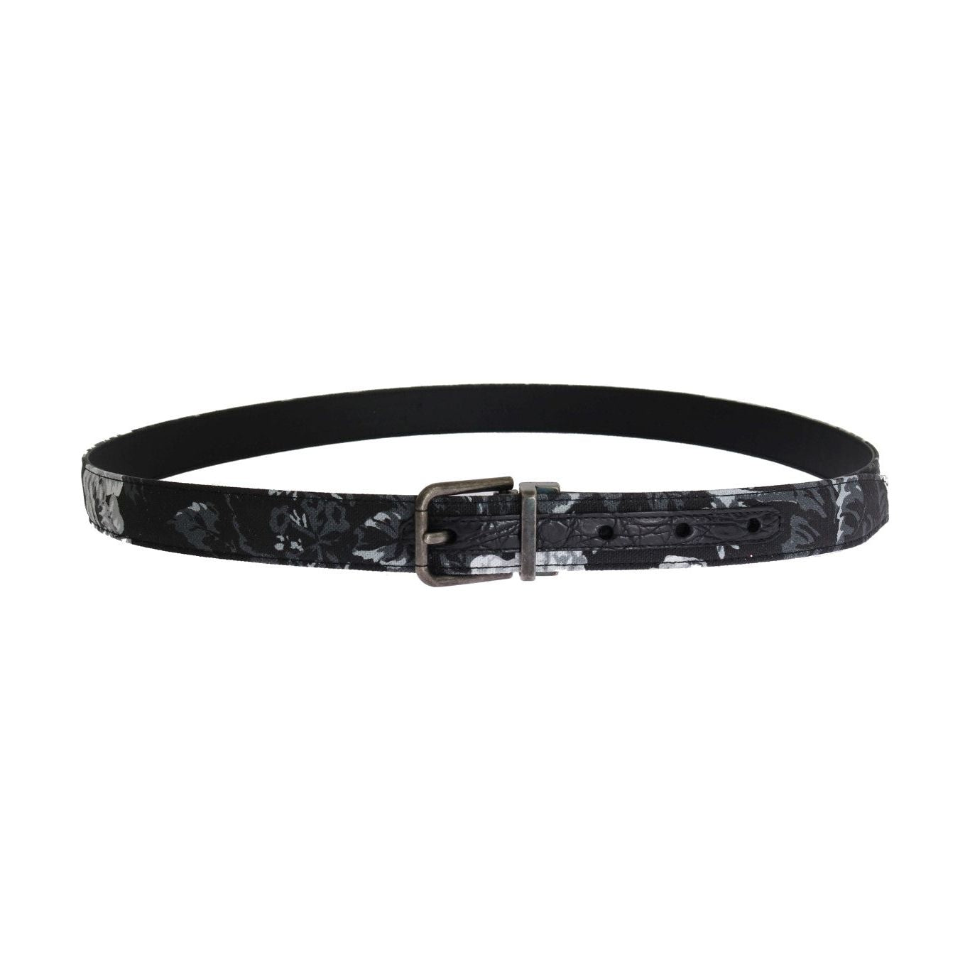 Dolce & Gabbana Elegant Floral Patterned Men's Luxury Belt Belt black-cayman-linen-leather-belt 456472-black-cayman-linen-leather-belt-2.jpg