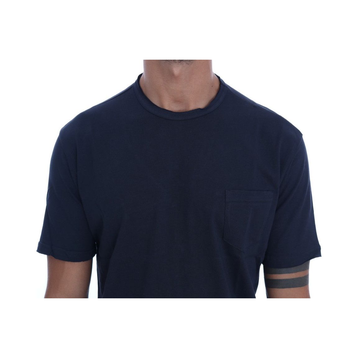Daniele Alessandrini Chic Blue Cotton Crew-Neck Tee blue-cotton-crewneck-t-shirt 456946-blue-cotton-crewneck-t-shirt-2-3.jpg