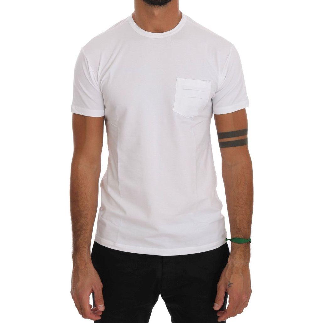 Daniele Alessandrini Elegant White Crew-Neck Cotton T-Shirt white-cotton-crewneck-t-shirt-5 456978-white-cotton-crewneck-t-shirt-9.jpg