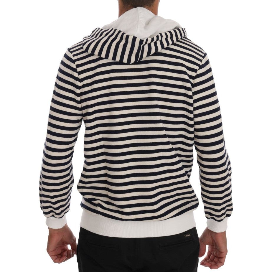 Daniele Alessandrini Elegant Full Zip Hooded Striped Sweater blue-white-striped-hooded-cotton-sweater 457232-blue-white-striped-hooded-cotton-sweater-2.jpg