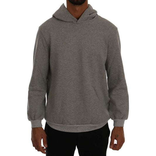Daniele Alessandrini Sophisticated Gray Cotton Hooded Sweater gray-pullover-hodded-cotton-sweater 457372-gray-pullover-hodded-cotton-sweater.jpg