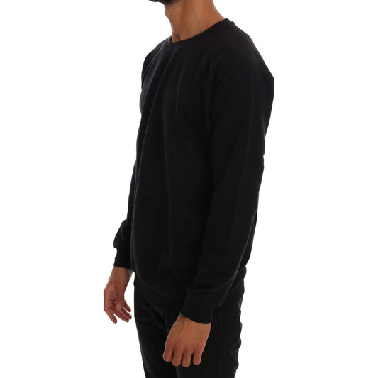 Daniele Alessandrini Elegant Black Cotton Crewneck Sweater black-crewneck-cotton-pullover-sweater