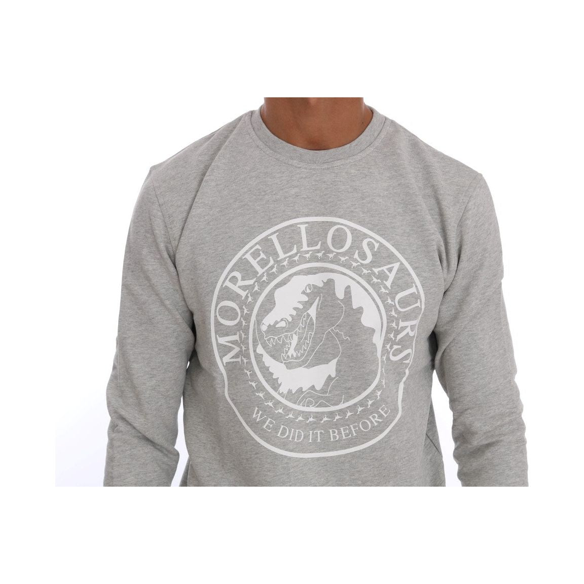 Frankie Morello Chic Morellosaurs Crewneck Cotton Sweater gray-cotton-crewneck-pullover-sweater