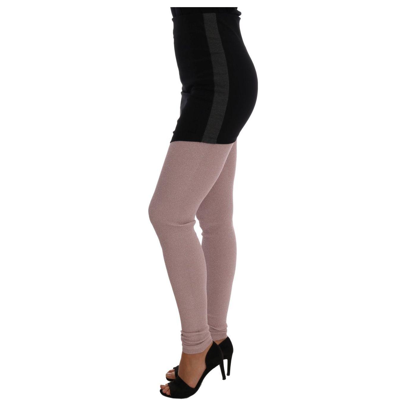 Dolce & Gabbana Elegant Pink Mid-Waist Stretch Pants pink-stretch-waist-tights-stockings