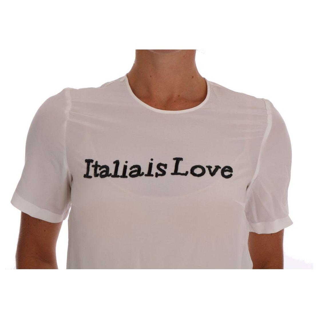 Dolce & Gabbana Silk Sequined 'Italia Is Love' White Blouse white-silk-italia-is-love-blouse-t-shirt 459603-white-silk-italia-is-love-blouse-t-shirt-3.jpg