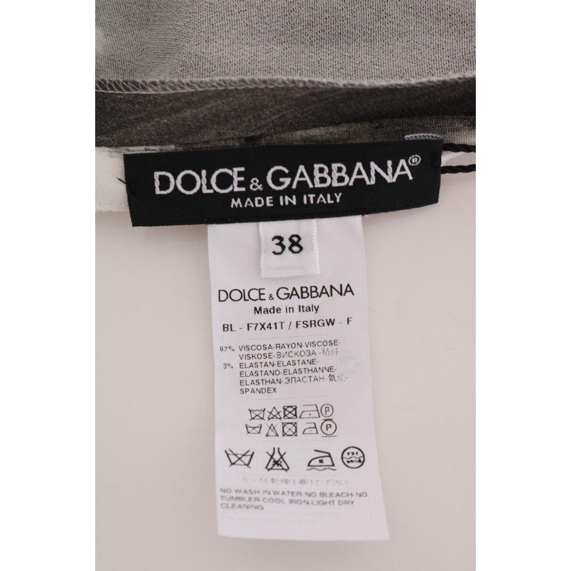 Dolce & Gabbana Elegant Striped Stretch Blouse white-black-striped-printed-blouse-top